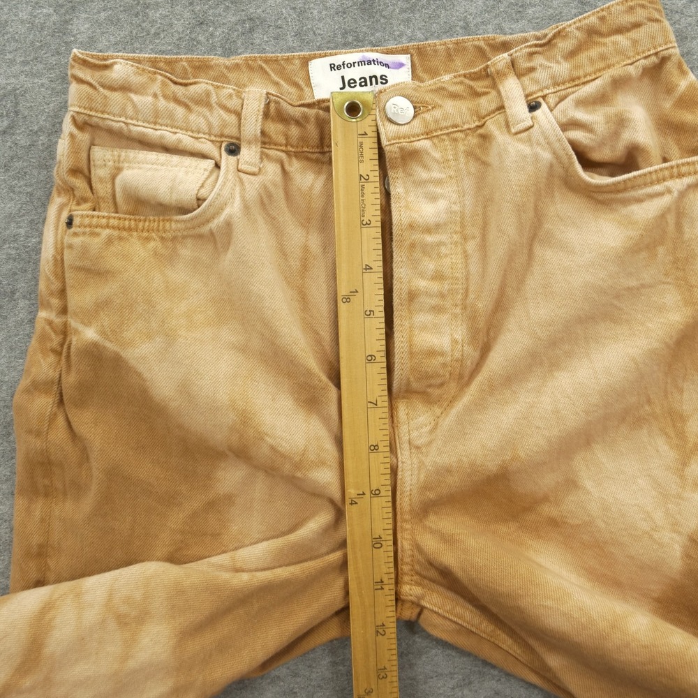 Reformation Jeans Womens 27 Brown Beige Denim Cynthia High Rise Tie Dye - Picture 7 of 12